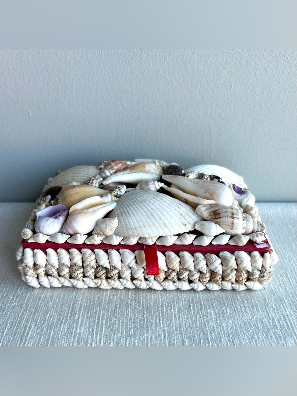 VINTAGE sea shell box jewelry box handmade seashells romantic